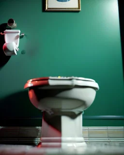 Toilet scene with Donald trump, Wes Anderson style, realistic photo, concept art, smooth, unreal engine 5, god lights, ray tracing, RTX, lumen lighting, ultra detail, volumetric lighting, 3d.