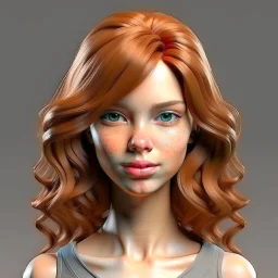 front view female 3d character hair