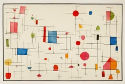 ink transfer in the style of Paul klee "the twittering machine"