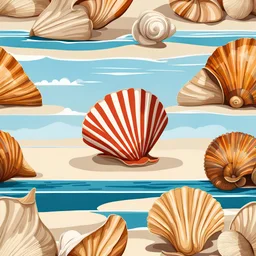 very big Seashells by the seashore as seaside house cells Recreational waterfront landscapes