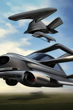 A flying car with wings in the sky.