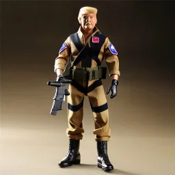 G.i. Joe toy camouflage doll spraytan Donald Trump face with boots full body in package high resolution 2019, in a box with gun