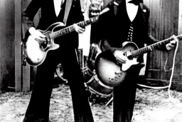 Abraham lincoln playing solo lead guitar for a rock band in 1974