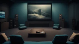 The image depicts a captivating cinematic scene, with a softly lit television screen in a calming shade of blue. The screen is surrounded by dark hues, giving the image an exciting cinematic ambiance. Some colors and patterns can be seen on the screen, indicating that it is in an active mode. This image symbolizes the beauty of cinema and television as tools for exploring different worlds and delving into the stories of diverse cultures. It highlights the importance of cinematic art and televis