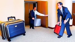 suspicious hotel employee stealing someone's baggage