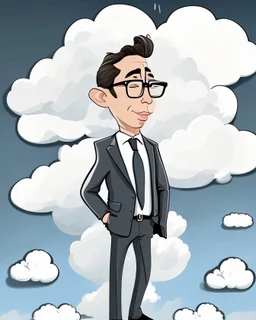 Gustavo Petro clip art cuerpo completo traje gris no corbata obra de arte caricatura clima cálido nubes detallado 4k