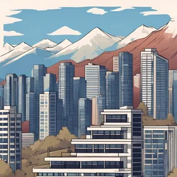現代城市 高樓大廈 晴朗天空 山景 遠景 寫實風