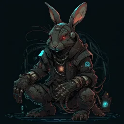 necromancer rabbit in the style of cyberpunk