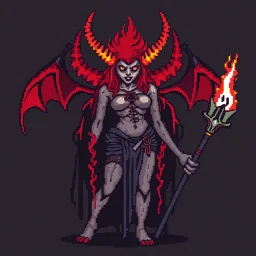 16 bit pixelart of demonic woman