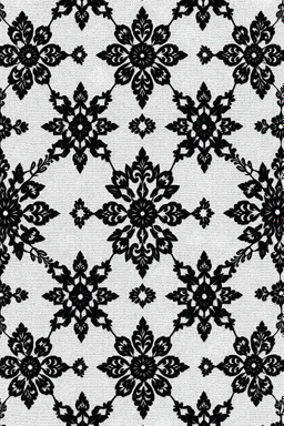 FLATLAY, tilable realistic fabric of blak sangallo lace pattern on a White matt surface, sangallo flatlay made for seamless Materiale, very detailed