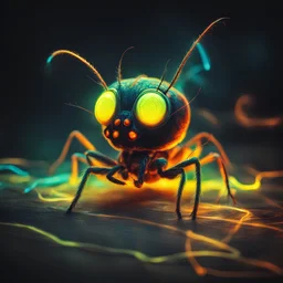 toxic little bug in light painting art style