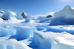 antartique, falaises glacées transparentes, étendues blanches, rayon de soleil,