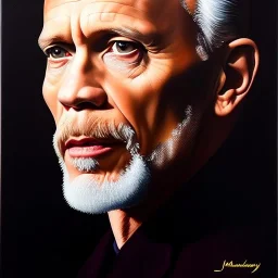 Ultra detailed fullbody Portrait in oil on canvas of John malkovich ,extremely detailed digital painting, extremely detailed face, crystal clear eyes, mystical colors ,perfectly centered image, perfect composition, rim light, beautiful lighting,masterpiece ,16k, stunning scene, raytracing, anatomically correct, in the style of Simon Bisley and uncannyknack and caravaggio and Seung Eun Kim and Steve Jung Jeehyung Lee.