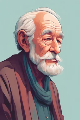 flat color, Vector, Digital Painting, old men, Illustration