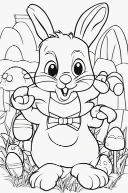 easter bunny coloring page for toddlers pixar style