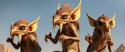 realistic rendering Portrait of the gremlin Apkallu sages who were sent by the god Ea to teach civilization to humanity before the flood. They were depicted as half-human and half-fish or bird, and were associated with wisdom, magic, and culture.