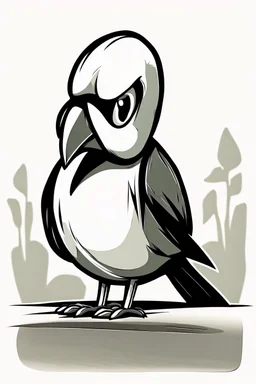 Tiny bird with a huge beak, classic cartoon style