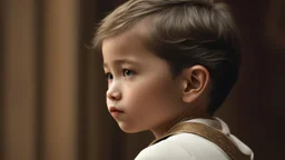 Thoughtful calm 3-year-old boy, showing his head and upper body, Chinese, perfect eyes, perfect anatomy, exquisite composition, beautiful detailed intricate detailed octane render, 8k artistic photography, photorealistic, soft natural volumetric cinematic perfect light, chiaroscuro, award-winning photograph, masterpiece, raphael, caravaggio, bouguereau