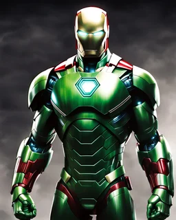 Super IRONMAN armor, kryptonite powered, built by wayne enterprises, designed by stark industries