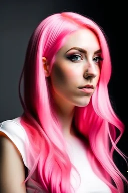 beautiful woman with long pink hair and pointed ears