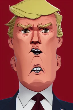 donald trump face as hero in graphic style