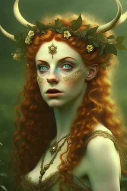 pretty girl, aged 19, ginger, faun, satyr, fantasy, attractive, medieval