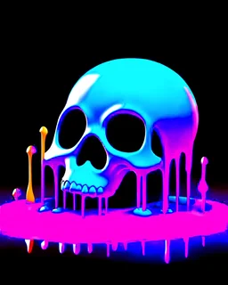 pixar 3d animation style, ((liquid memelting skull)), fluid form, ink drizzle, adorable and cute, photorealistic cg, 3D concept art, bright, fantastical black colour background, playful, soft smooth lighting, white cartoon eyes, highly detailed, stylised and expressive, sharp, wildly imaginative, skottie young, bold, colourful, neon graffiti, dark pop surrealism, rainbow coloured sprinkles, rainbow coloured pop candy, chocolate toppings, smooth texture, cgsociety, Maya render