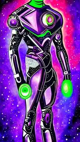 cyborg man, super ,nion ,purple, extremely beautiful art, cosmic, highly creative, rich colors, amazing details
