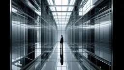 The labyrinthine structure sprawls beneath a vaulted ceiling of frosted glass panels, each casting a cold, uniform glow across the gleaming chrome floor. The air is charged with a faint hum of electrical current, a silent testament to the myriad of unseen systems that animate the space. The corridors are narrow, barely wide enough for two people to pass in single file, with walls of stark white tiles that seem to pulse with a sickly luminescence. The floor beneath echoes with the clack of footst