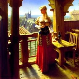 fullbody portrait 'beautiful face blonde massiveboobs medieval wench on tavern in medieval city',painting by gaston bussiere, greg rutkowski, yoji shinkawa, yoshitaka amano, tsutomu nihei, donato giancola, tim hildebrandt, oil on canvas, cinematic composition,sharp image, extreme detail,((fit full head inside picture)),32k