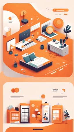 illustrations with a simple art style that show home page for spot use orange color and minimal