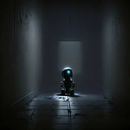 lonely robot in a dark room