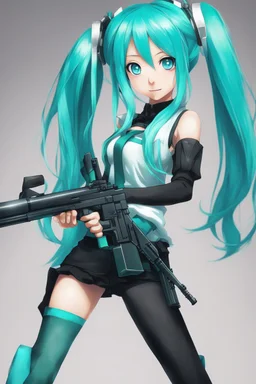 hatsune miku with a ak-47