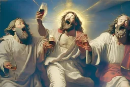 Jézus és mózes, és Szent péter a menyországban ünnepelnek, nagyon részegek, folyik a bor, és énekelnek Szent péter a kulccsal