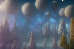 white and gold crystal cosmic and galactic ambiance sky trees river lake surreal scifi futuristic, full of details, smooth, bright sunshine，soft light atmosphere, light effect，vaporwave colorful, concept art, smooth, extremely sharp detail, finely tuned detail, ultra high definition, 8 k, unreal engine 5, ultra sharp focus