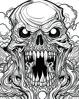 create a 2d black outline, "scary psycho monster death killer deformation on face and psycho smile coloring book for adults", coloring page, low details design, black contour, coloring page design, coloring page for adults,horror background, black contour and white space beetween contour, same contour,sketch style, horror style, creepy style, minimalist, halloween background,simple