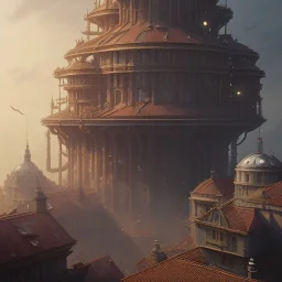 A cat on a rooftops under him a crowd, greg rutkowski, matte painting, hyper detailed, felix kelly, Jean Baptiste Monge, architecture croquis drawing