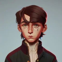 Portrait of a handsome brown haired little warlock kid by Nick Harris