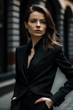 hot woman in black suit