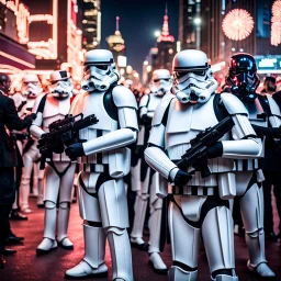 Imperial Stormtroopers handling security at a New Year's Eve party