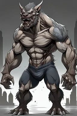 urban humanoid muscular wereshark