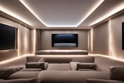 home cinema room with LED lighting in the walls make sure the room is completely symmetrical