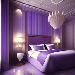 hotel bedroom, modern classic style, lavender colors