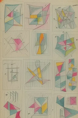 Detailed Kandinsky squares with Sketchy pencil outlines