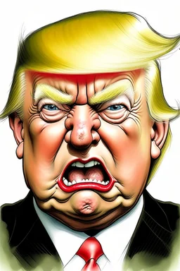 president donald trump as an angry drooling pig