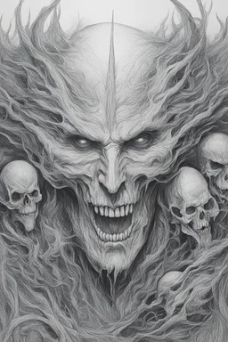 Nightmare in my mind, evil in many faces, Busch painting nightmare, thin line draw
