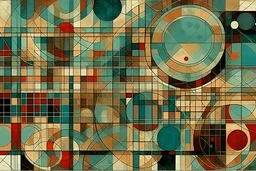 vintage painting of a surreal abstract of circles squares lines and geometric shapes high resolution, scratches, fine detailed textures
