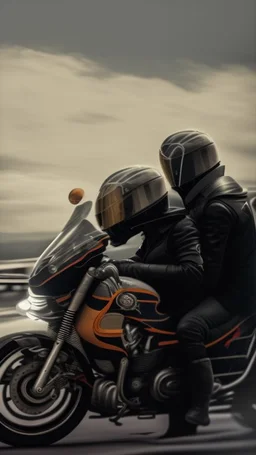 A couple in motorcycle