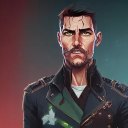 Tom Cruise Christmas cyberpunk military beard art