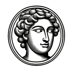 greek statue front face portrait logo, stamp.